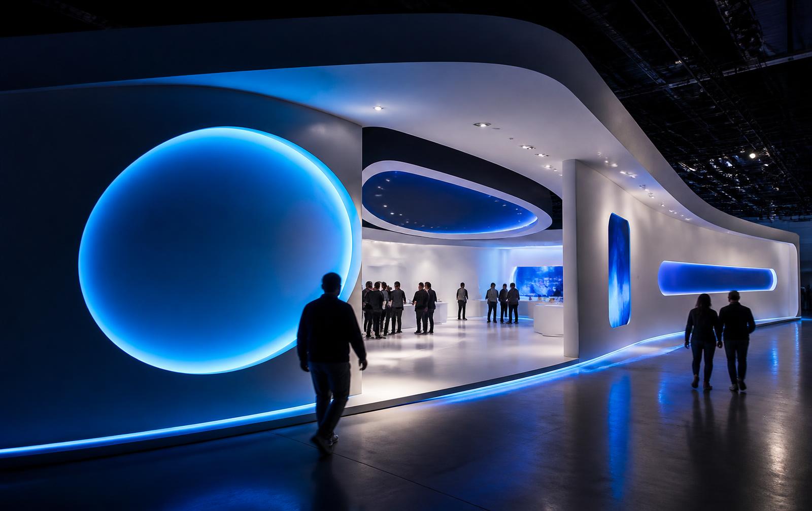 Consumer brand (concept scope) — A trade show environment people walk into, not past
