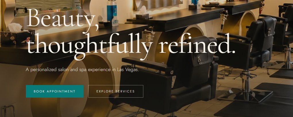 Detail of the redesigned hero: the headline with the Book Appointment and Explore Services buttons.